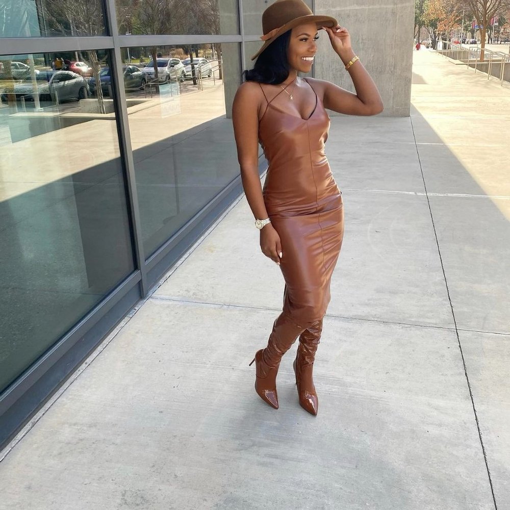 Brown Leather Dress
